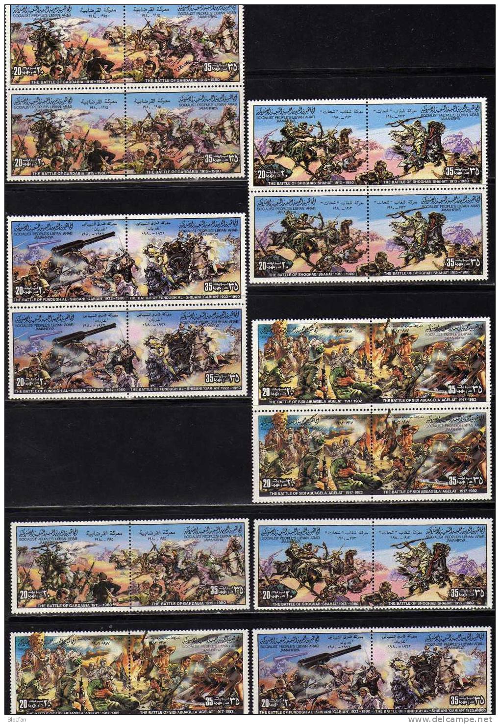 Lot 1 Wüstenkampf 4Sets Libyen 4xZD Plus 4x4-Block ** 12€ Reiter-Schlacht Bloque Hojita M/s Bloc Military Sheet Bf Libya - Libyen