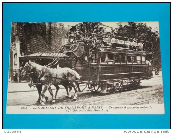 75) Les Moyens De Transport A Paris - N° 2148 - Tramway à Traction Animale ( Cie Générale Des Omnibus ) - EDIT - E.S - Transport Urbain En Surface