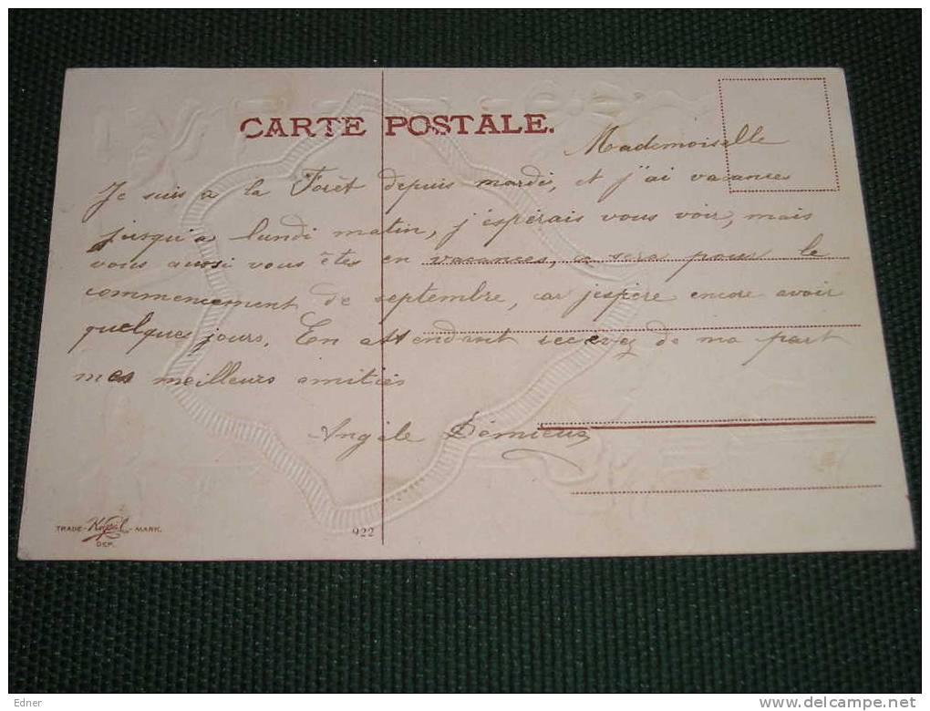 Cpa Fantaisie "doux Souvenir" (carte Légèrement Gaufrée) éd ? - Andere & Zonder Classificatie