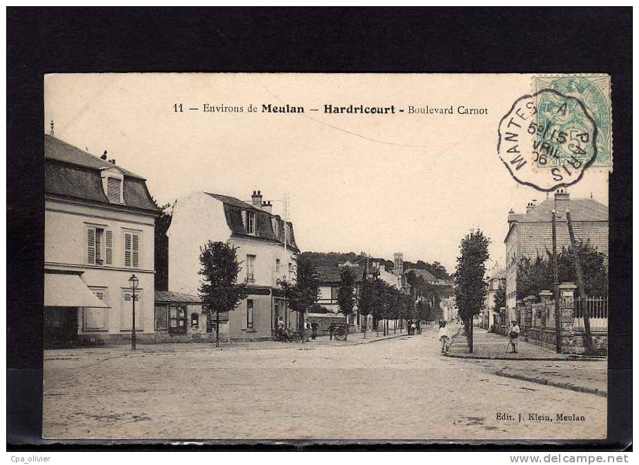 78 HARDRICOURT Boulevard Carnot, Cachet Ambulant Mantes à Paris, Ed Klein 11, Environs De Meulan, 1906 - Hardricourt