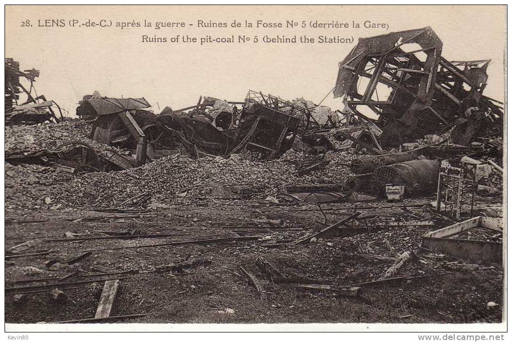 62 LENS Après La Guerre Ruines De La Fosse N° 5 (derriére La Gare) - Lens