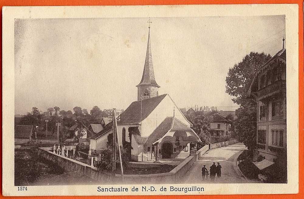 RA158 Notre-Dame De Bourguillon,sanctuaire,Carmel,cimetière,ANIME.Cachet Fribourg 1923.Savigny 1574 - Fribourg