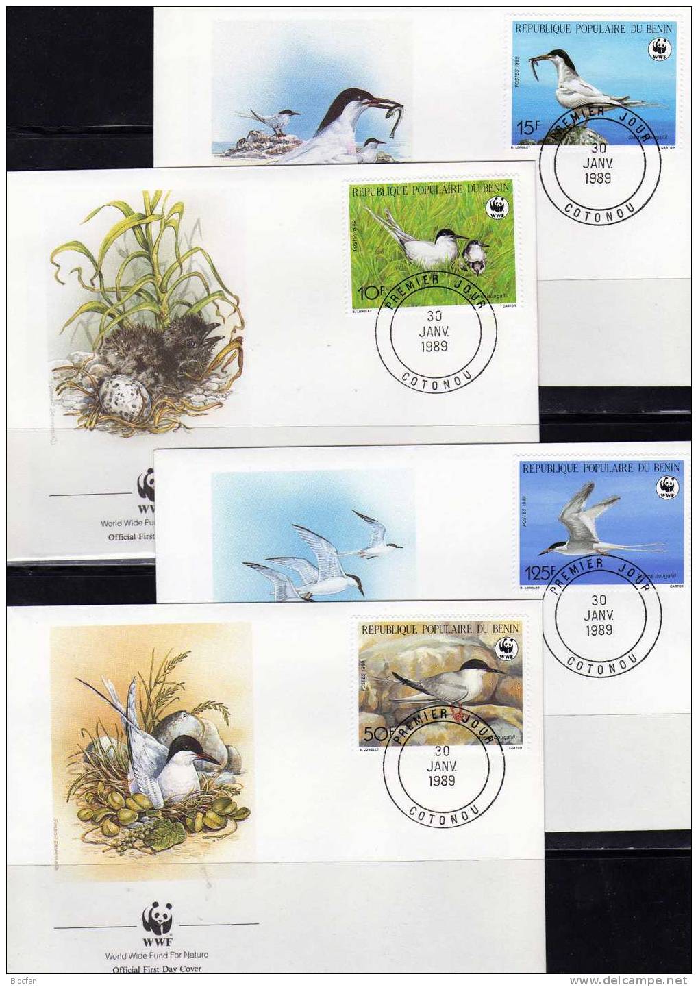 WWF-Set 77 Benin 476/9 4xFDC 22€ Rosen-Seeschwalbe Naturschutz, Dokumentation - Milieubescherming & Klimaat