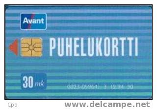 # FINLAND AVANT-A6 Blue 0023-...Puhelukortti 30 Orga 12.94  Tres Bon Etat - Finlande