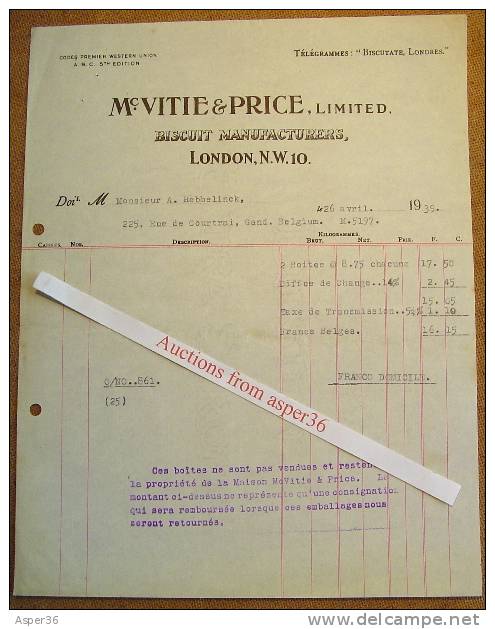 Biscuit Manufacturers, Mc Vitie & Price, London 1939 - Royaume-Uni