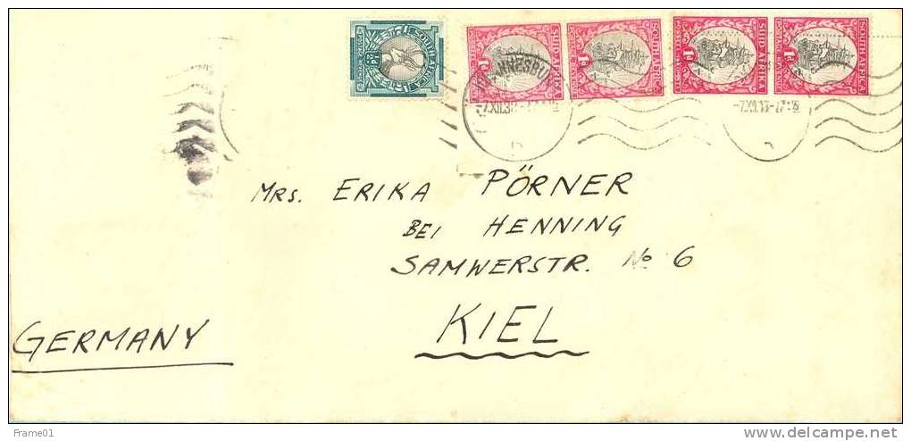 Lettre / Cover / Brief  1938 Johannesburg -- Kiel (D) - Covers & Documents