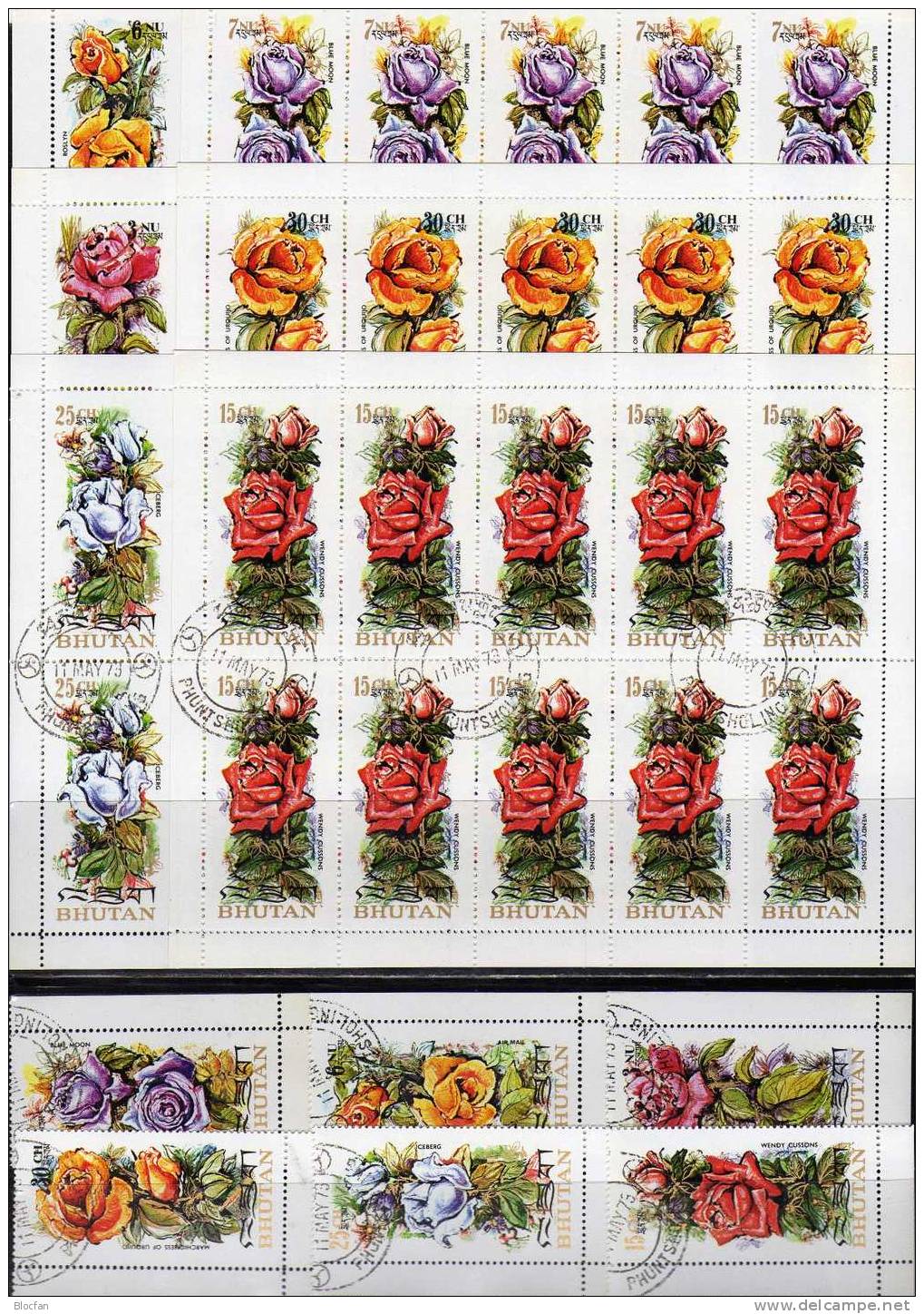 Maxi-set Scented Roses Wonderful Perfumed Set Of 6 Stamps, Bloc And In Minisheets Of 10 - Lots & Kiloware (mixtures) - Max. 999 Stamps