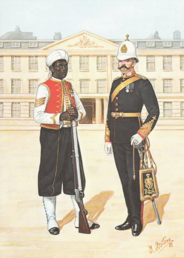 SERGEANT WEST INDIA REGIMENT & OFFICER ROYAL MALTA ARTILLERY 1897 UNIFORM (U11629) - Police - Gendarmerie