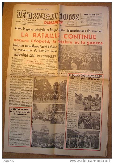 Journal "Le Drapeau Rouge"1950 (contre Le Retour Du Roi Léopold III) - Collections