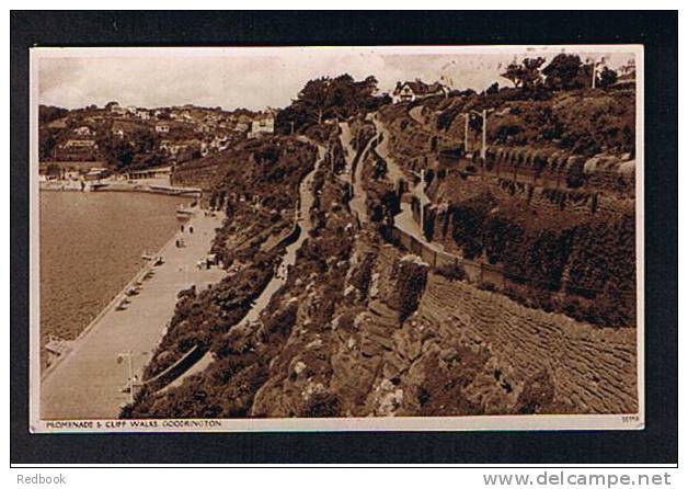 Early Postcard Promenade & Cliff Walks Goodrington Paignton Devon  - Ref 535 - Paignton