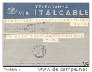 Palestine-Italy Interim Period / Minhelet Haam Telegram / Telegramma 1948 - Lettres & Documents