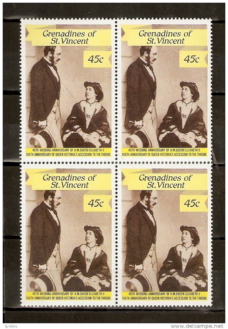 GRANADINES OF ST. VINCENT ANNIVERSARY QUEEN ELIZABETH II & VICTORIA BL4 -1 MNH - St.Vincent (1979-...)