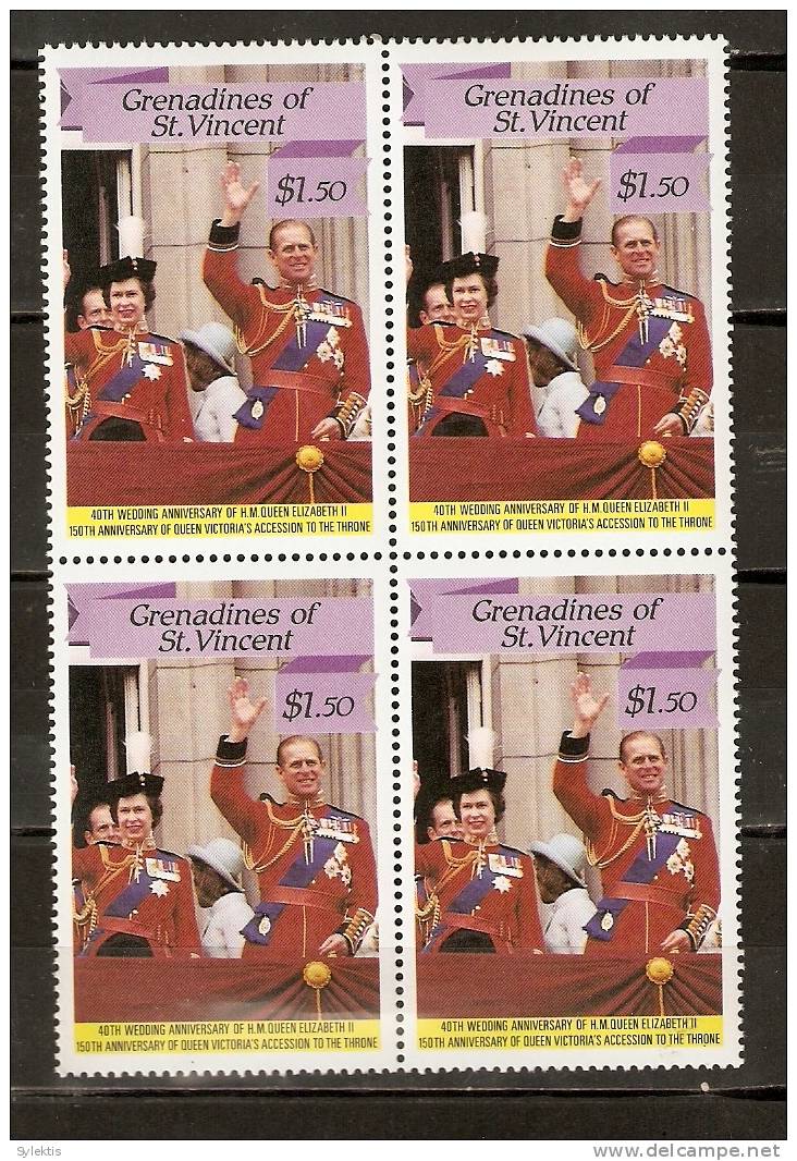 GRANADINES OF ST. VINCENT ANNIVERSARY QUEEN ELIZABETH II & VICTORIA BL4 -4 MNH - St.Vincent (1979-...)