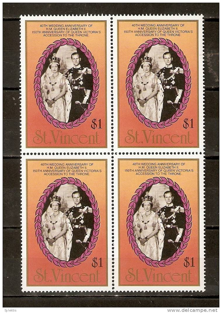 GRANADINES OF ST. VINCENT ANNIVERSARY QUEEN ELIZABETH II & VICTORIA BL4 -6 MNH - St.Vincent (1979-...)