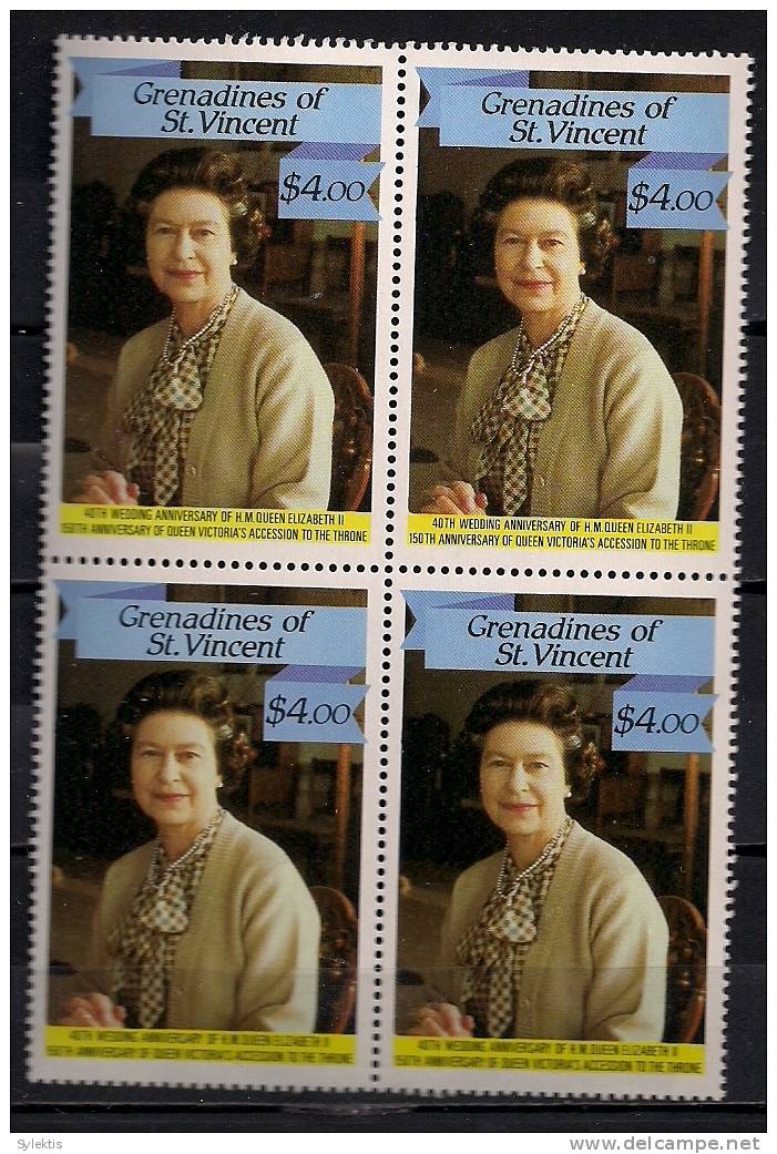 GRANADINES OF ST. VINCENT ANNIVERSARY QUEEN ELIZABETH II & VICTORIA BL4 -10 MNH - St.Vincent (1979-...)