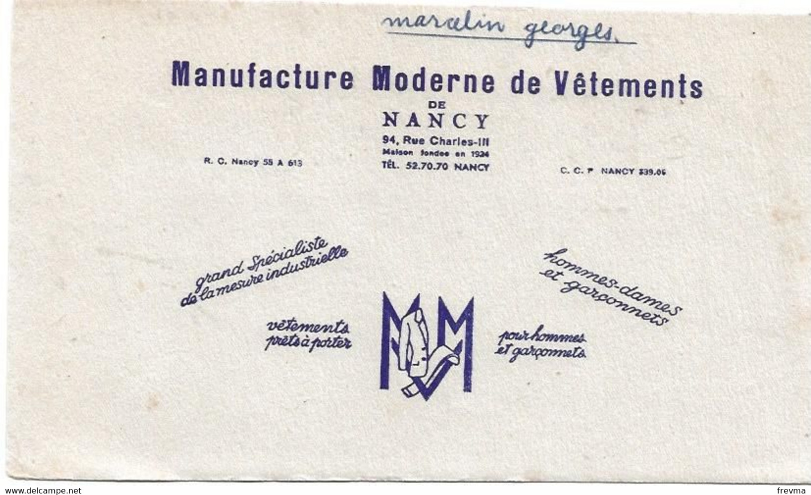 Buvard Manufacture Moderne De Vetements De Nancy - Textile & Vestimentaire