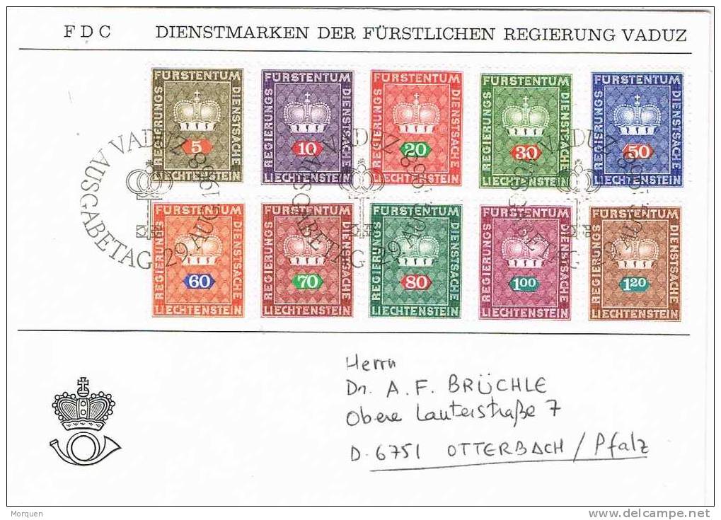 Carta Sellos Servicio Oficial LIECHTENSTEIN. Vaduz 1968 - Dienstzegels