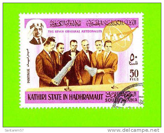 Timbre Oblitéré Used Stamp Selo Carimbado Kathiri State In Hadhramaut The Seven Original Astronauts 50 Fils South ARABIA - Vignettes De Fantaisie