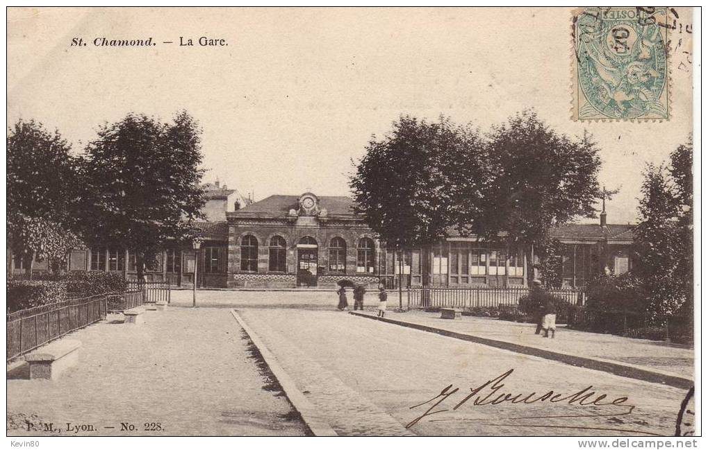 42 SAINT CHAMOND La Gare Cpa Animée - Saint Chamond