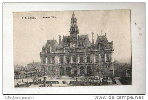 Cp, 87, Limoges, L'Hôtel De Ville, écrite - Limoges