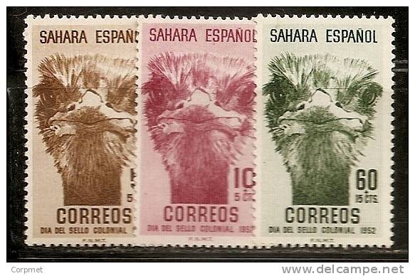 FAUNA - BIRDS   - SAHARA ESPAÑOL  Yvert # 85/87 - MINT (LH) - Straussen- Und Laufvögel