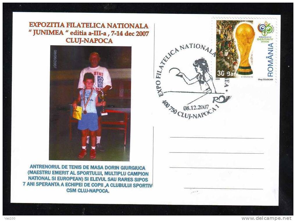 Romania 2007 VERY RARE Postcard Campionship  With TABLE TENNIS Ping-pong,PMK. - Tafeltennis