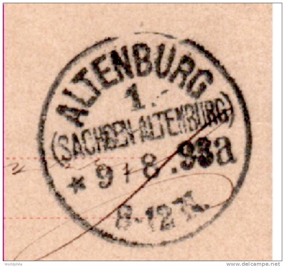 Norway / Norge Christiania Postmark-Germany Altenburg Postal Card / Karte Postale 1893 - Interi Postali