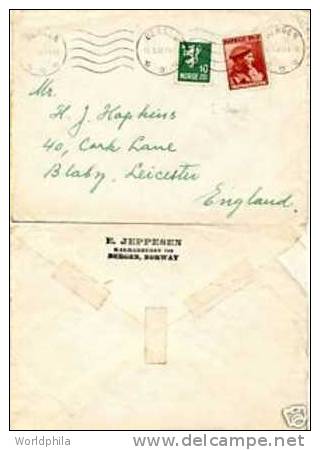 Norway / Norge / Norwegen -England "National Help" Stamp Commercial Cover 1946 - Covers & Documents