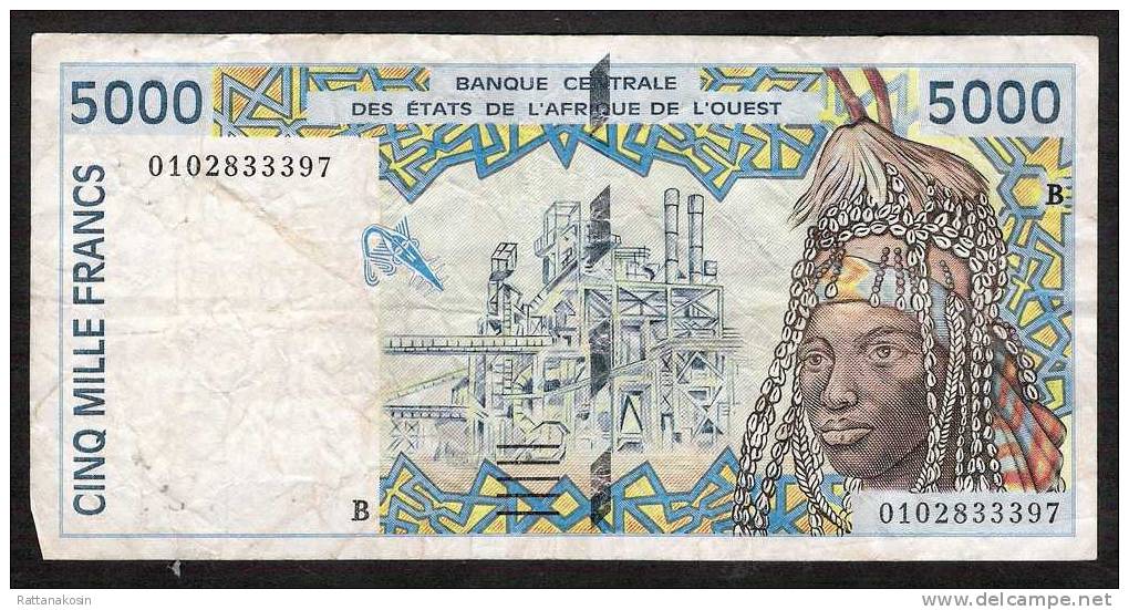 WAS BENIN   P213Bk   5000 FRANCS    2001    F-VF - Benin