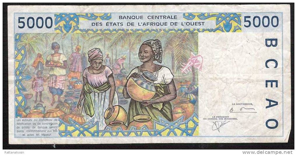 WAS BENIN   P213Bk   5000 FRANCS    2001    F-VF - Benin