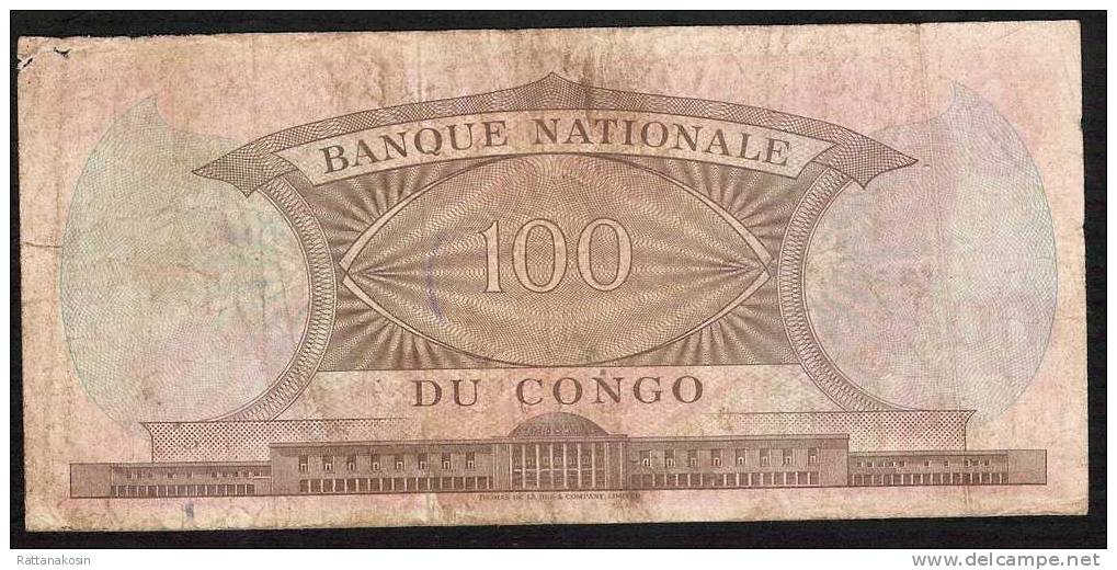 CONGO   P6   100   FRANCS    15.12.1961     FINE - Non Classificati