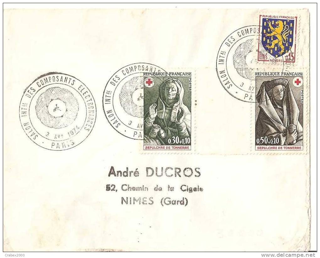 Ny&t 1779+1780    LETTRE    PARIS  Vers   NIMES  Le  03 AVRIL 1974 - Covers & Documents