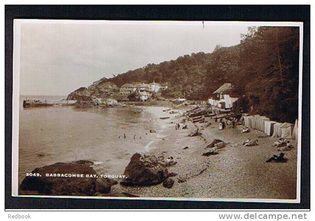 Early Real Photo Postcard Bathing Huts Babbacombe Bay Torquay Devon - Ref 536 - Torquay