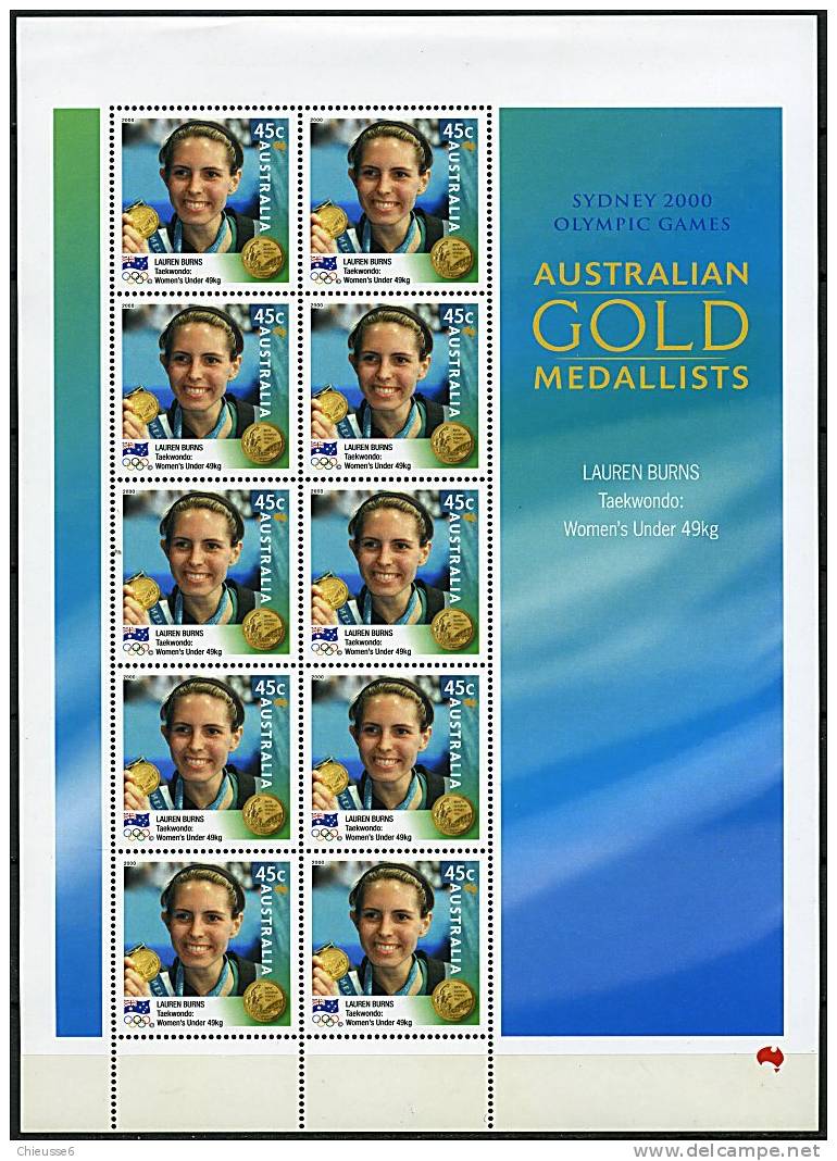 Australie **  N° 1892 En Feuille De 10  - J.O. De Sydney. Lauren Burns, Taekwondo - Blocs - Feuillets