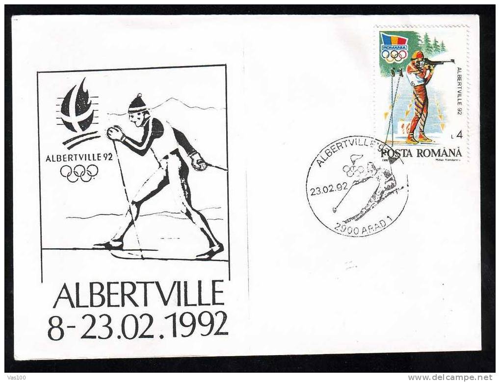 Romania  Special Cover 1992 With Winter Olympic Games Albertville Special Cancell. - Winter 1992: Albertville