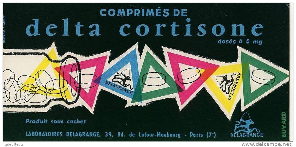 BUVARD - Laboratoires DE LAGRANGE PARIS VII  Delta Cortisone - Drogheria