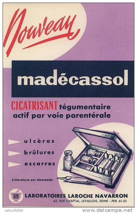 BUVARD - Laboratoires LAROCHE NAVARRON - Madécassol Cicatrisant Tégumentaire - Chemist's