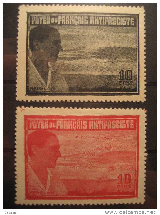 Foyer Du Français Antifasciste Madelon 10ctms Guerra Civil War 5 Viñetas Poster Stamps Serie Set - Viñetas De La Guerra Civil
