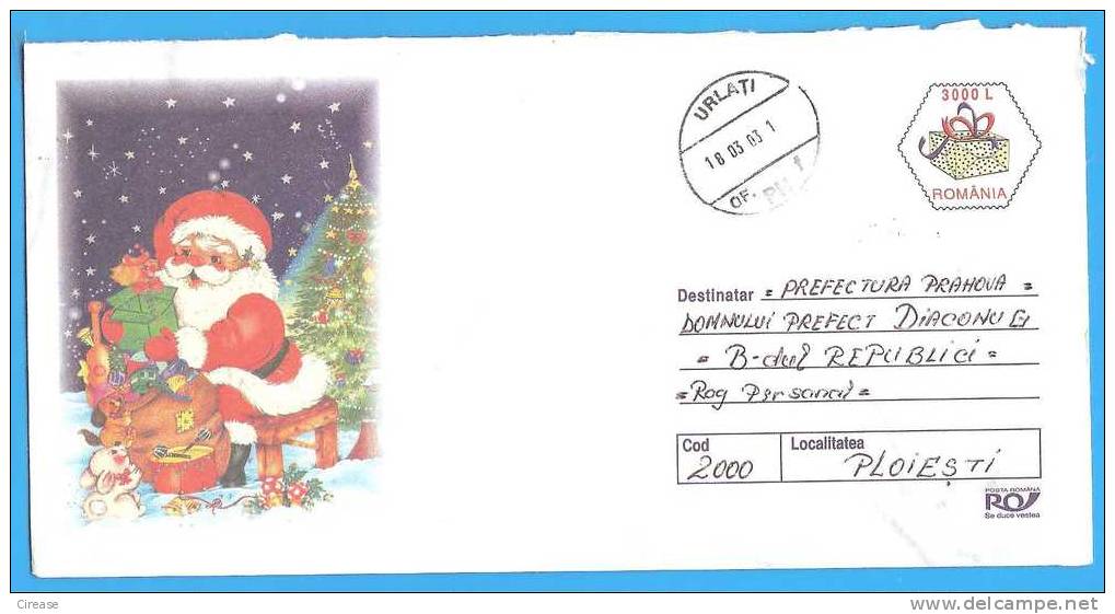 ROMANIA Postal Stationery Cover 2002. Christmas Santa Claus - Año Nuevo