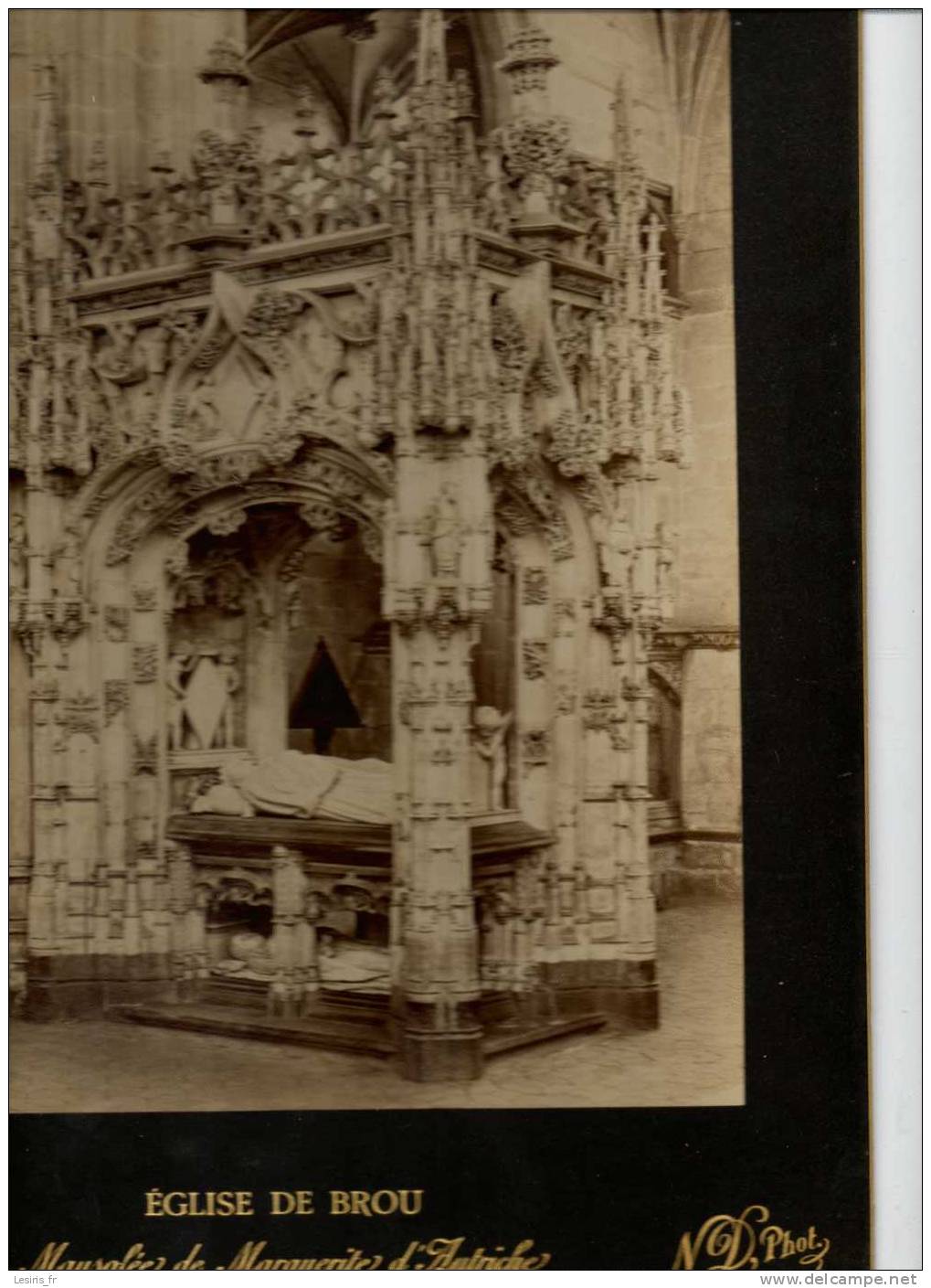 TRES GRANDE PHOTOGRAPHIE SUR CARTON - EGLISE DE BROU - 222 - MAUSOLEE DE MARGHERITE D´AUTRICHE - 1896 - N.D.PHOT. 419 - Ancianas (antes De 1900)