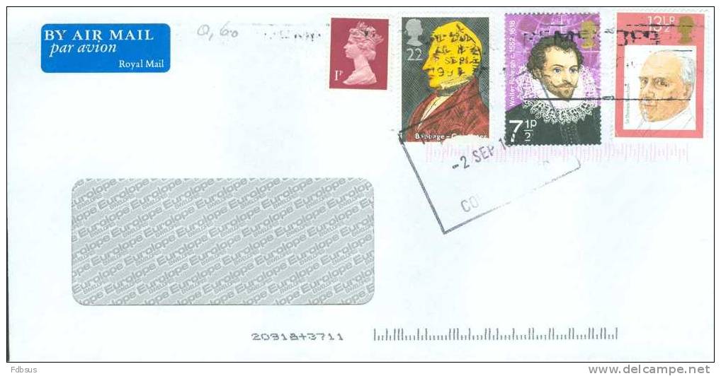 1999 VENSTER ENVELOPPE WARWICK TO USA - STAMP FAMOUS PEOPLE - Ohne Zuordnung