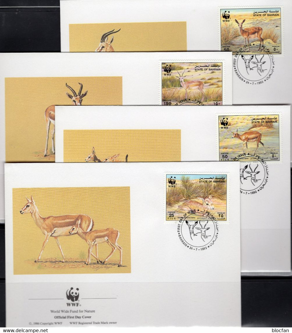 Gazelle WWF-Set 147 Bharain 511/4 FDC 14€ Kropf-Gazelle 1993 Naturschutz Dokumentation Wild Fauna Gazella Cover Wildlife - FDC