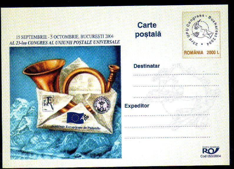 Romania 2004 Stationery Pc With 23´th Congress Of The Universal Postal Union,Bucharest,unused Edition De Luxe. - U.P.U.