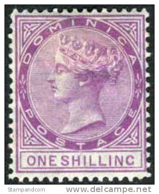 Dominica #9 (SG #9) Mint Hinged 1sh Victoria From 1877 - Dominica (...-1978)