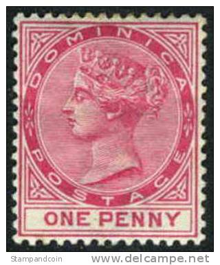 Dominica #19a (SG #22) Mint Hinged 1p Rose Victoria From 1883 - Dominica (...-1978)