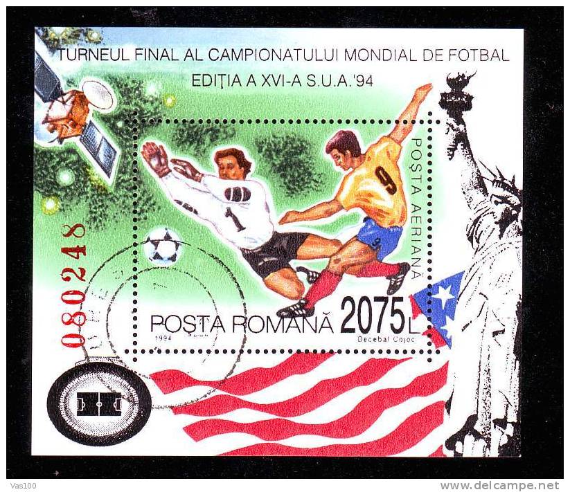 Romania 1994  FOOTBALL ,SOCER World Campionship USA Block Used VFU. - 1994 – États-Unis