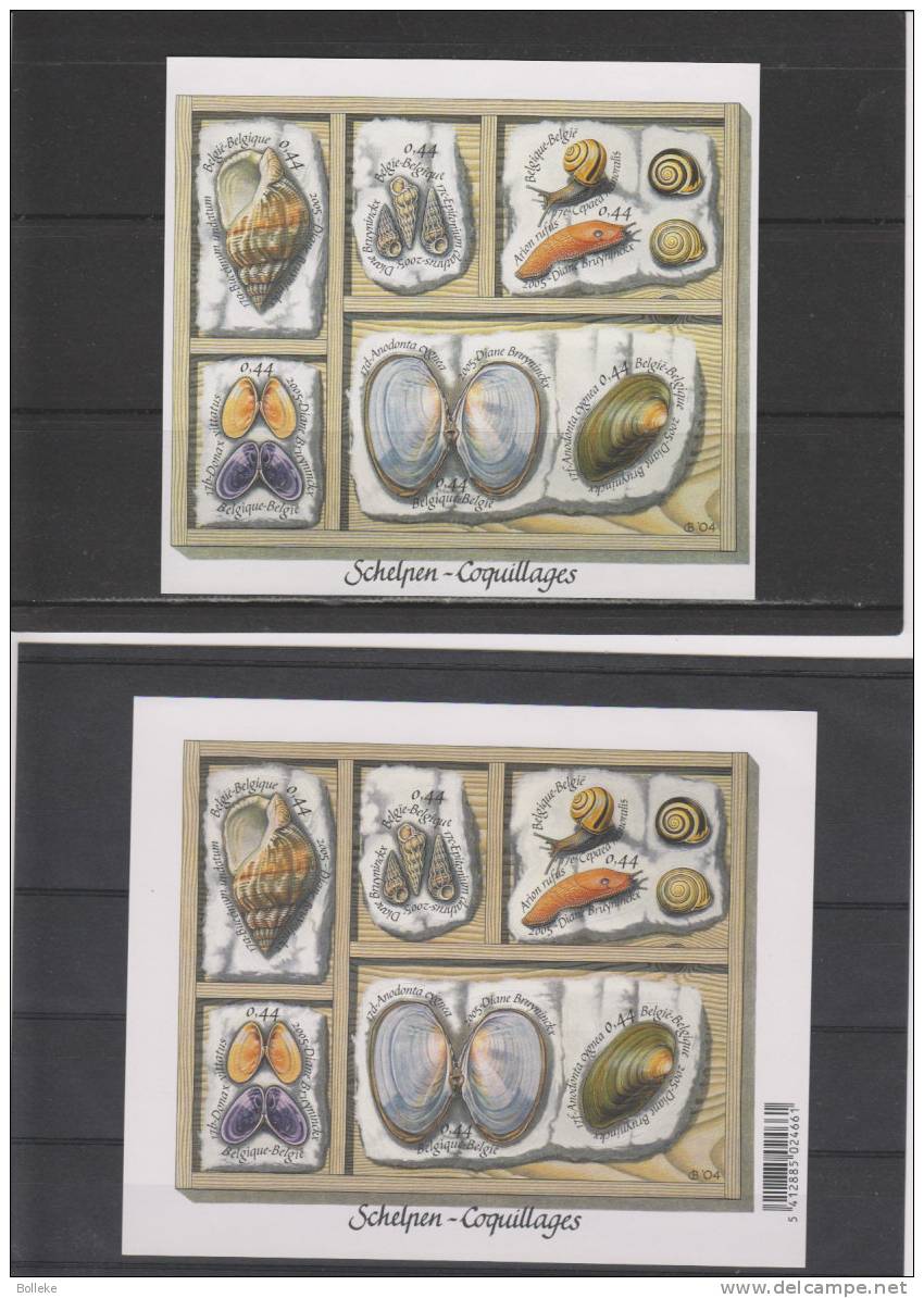 Animaux - Coquillages - Belgique - Bloc De 2005 ** - MNH - Dentelé & NON Dentelé - Limasses - Escargots - - Conchas