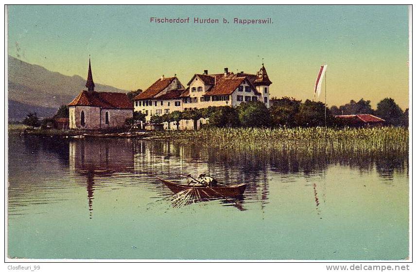 Fischerdorf  Hurden B. Rapperswil / Stempel Rapperswil 5.5.1909 - Rapperswil-Jona