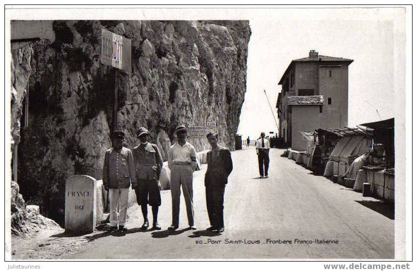 06 MENTON PONT SAINT LOUIS POTEAUX FRONTIERES LA DOUANE TRES ANIMEE. - Zoll