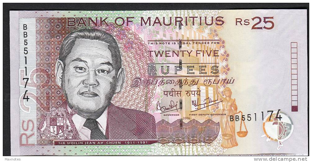 MAURITIUS  : 25  Rupees- 2006 - UNC - Maurice